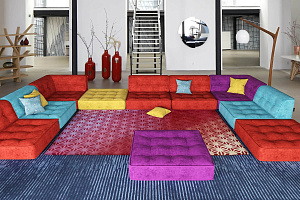 Бескаркасный длинный диван Гоа с подушками для гостиной 